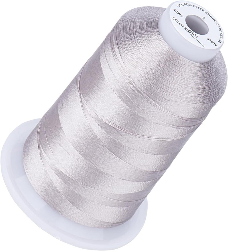 simthread 5500Yds Embroidery Thread, 5000M High-Yardage 40WT 100% Polyester Thread – 170+ Vivid Colors, High-Speed Rated – Compatible with Brother, Singer, Janome & More - Steel Gray S101 - Image 1